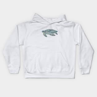 Watercolor Swimming Sea Turtle Kids Hoodie